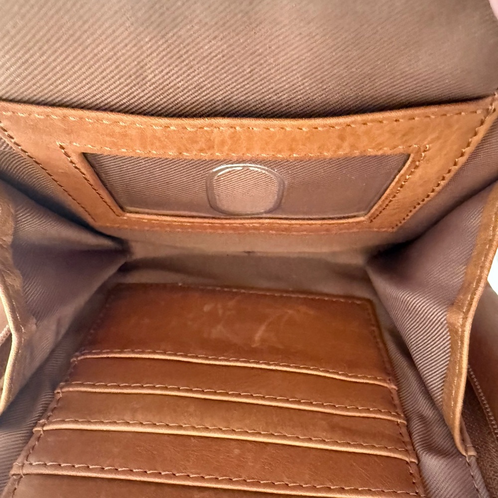 Fossil Brown Leather Bag with Silver Key Accent - Picture 6 of 8
